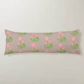 Coussins Longs Belles Fleurs roses sur Lucky Beige (Devant)