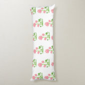 Coussins Longs Belles fleurs roses sur oreiller corps blanc (Dos (Vertical))
