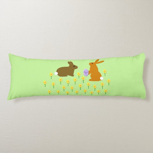 Coussins Longs Bennes lapines de Pâques et jonquilles sur mesure (Devant)