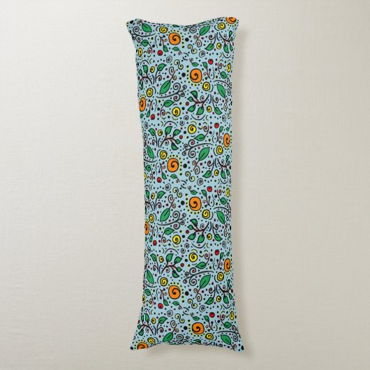 Coussins Longs Berry Motif à fleurs orange Swirl Turquoise - (Devant (Vertical))