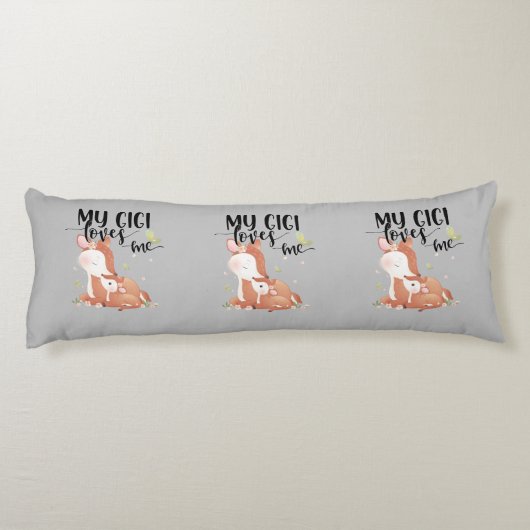 Coussins Longs Biche de la forêt et faon Mon Gigi m'aime (Dos)