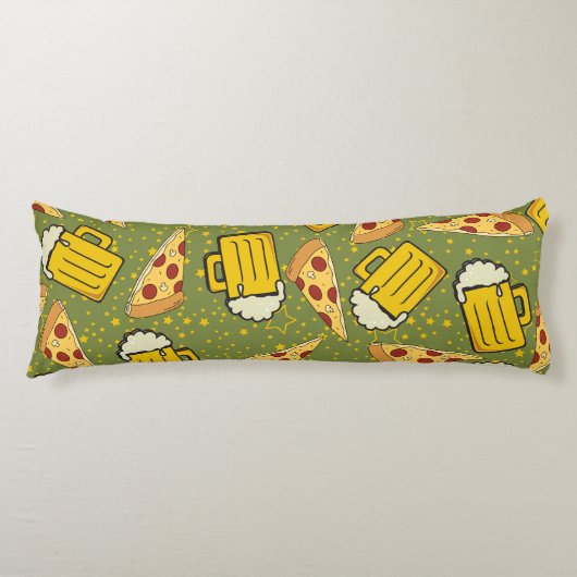 Coussins Longs Bière et Motif de pizza (Devant)