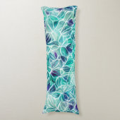 Coussins Longs Bijoux Blues Motif feuille (Devant (Vertical))