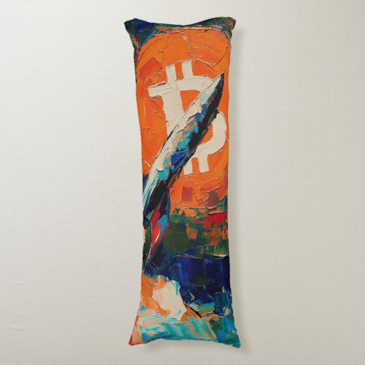 Coussins Longs "Bitcoin Moon" Peinture à l'huile #3 (Devant (Vertical))