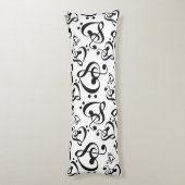 Coussins Longs Black N White Clef Hearts Notes musicales Motifs (Dos (Vertical))