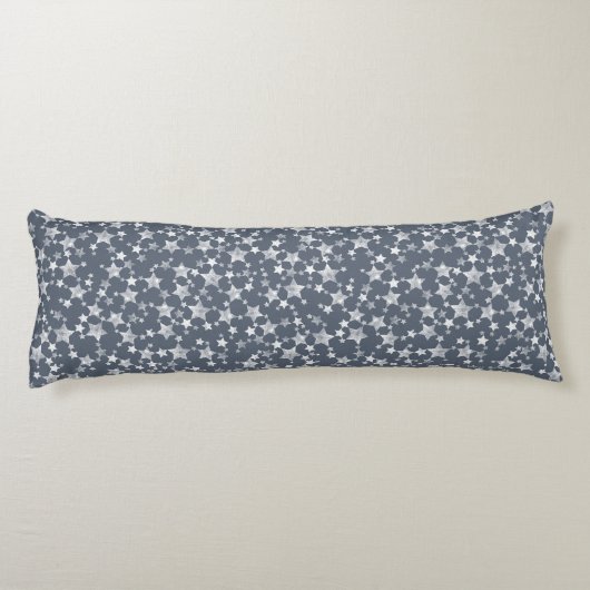 Coussins Longs Blanc sur bleu foncé gris | Motif d'étoiles d'impr (Dos)