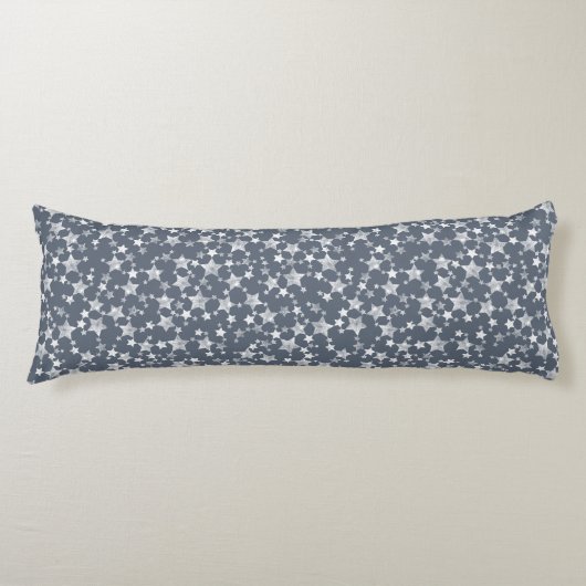 Coussins Longs Blanc sur bleu foncé gris | Motif d'étoiles d'impr (Devant)