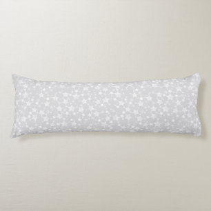 Coussins Longs Blanc sur gris pâle   Motif d'étoiles d'impression