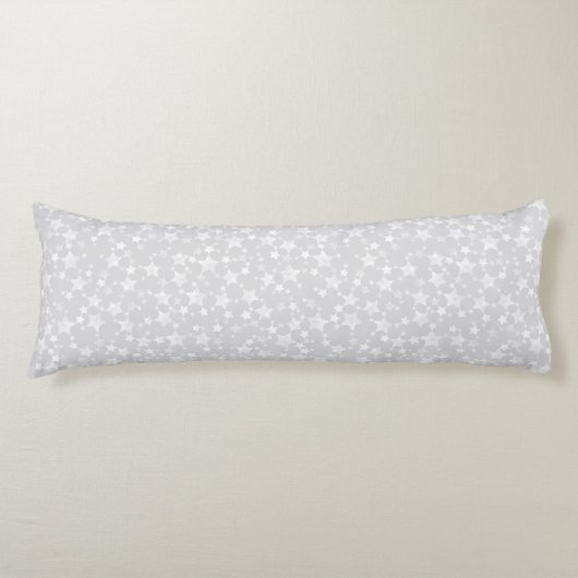 Coussins Longs Blanc sur gris pâle | Motif d'étoiles d'impression (Devant)