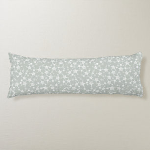 Coussins Longs Blanc sur gris-vert Motif d'étoiles d'impression