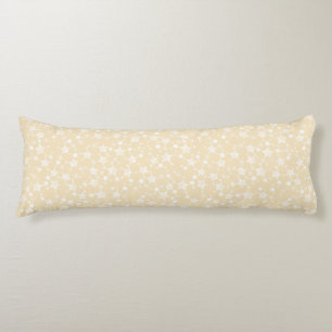 Coussins Longs Blanc sur jaune   Motif d'étoiles d'impression Lin