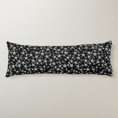 Coussins Longs Blanc sur noir | Motif d'étoiles d'impression Lino (Devant)