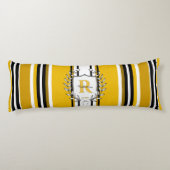 Coussins Longs Blason de monogramme jaune et noir rayures nom de (Dos)