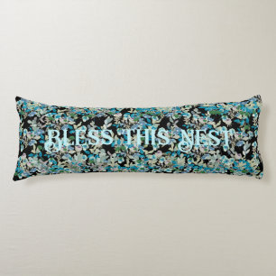 Coussins Longs Bless this Nest Black Aquarelle Rose Floral