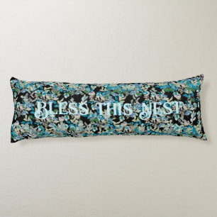 Coussins Longs Bless this Nest Black Aquarelle Rose Floral