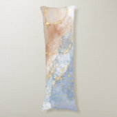 Coussins Longs Bleu Abstrait, Taupe et Or (Devant (Vertical))