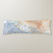 Coussins Longs Bleu Abstrait, Taupe et Or (Devant)