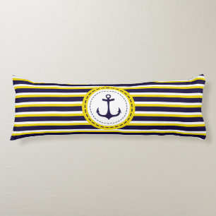 Coussins Longs Bleu Bleu Jaune de la marine Nautique Ancre Design