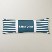 Coussins Longs Bleu d'ardoise et blanc Ajouter votre nom (Dos)