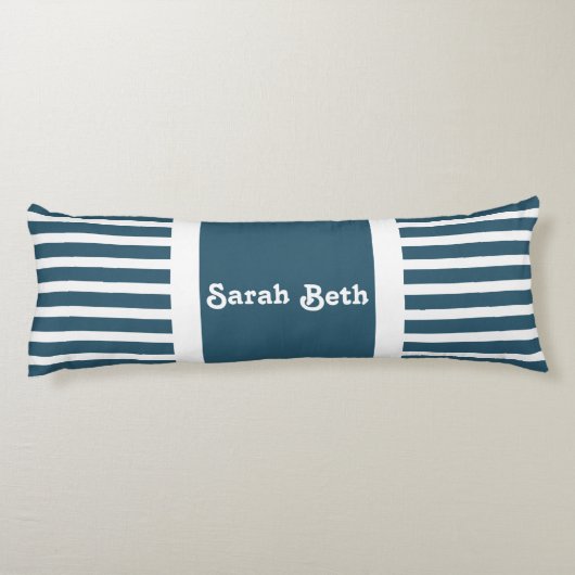 Coussins Longs Bleu d'ardoise et blanc Ajouter votre nom (Dos)