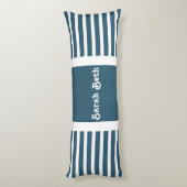Coussins Longs Bleu d'ardoise et blanc Ajouter votre nom (Dos (Vertical))