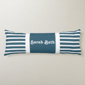 Coussins Longs Bleu d'ardoise et blanc Ajouter votre nom (Devant)