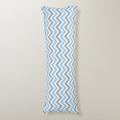 Coussins Longs Bleu de ciel, motif de zigzag blanc gris du DK (Devant (Vertical))
