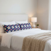 Coussins Longs Bleu de marine avec fleurs de crème