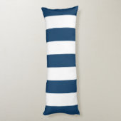 Coussins Longs Bleu de marine, Blancs, Motif rayé (Dos (Vertical))