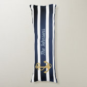 Coussins Longs Bleu et Ancre Gold Nautique (Devant (Vertical))