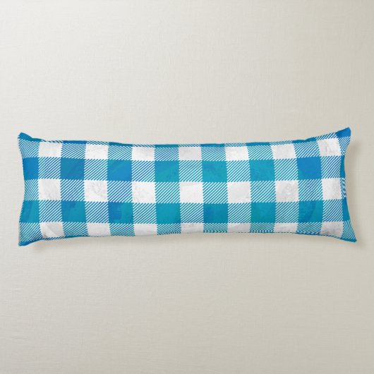 Coussins Longs Bleu et blanc À damiers Buffalo Plaid (Dos)