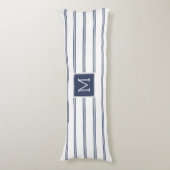 Coussins Longs Bleu et blanc de marine, rayures modernes (Devant (Vertical))