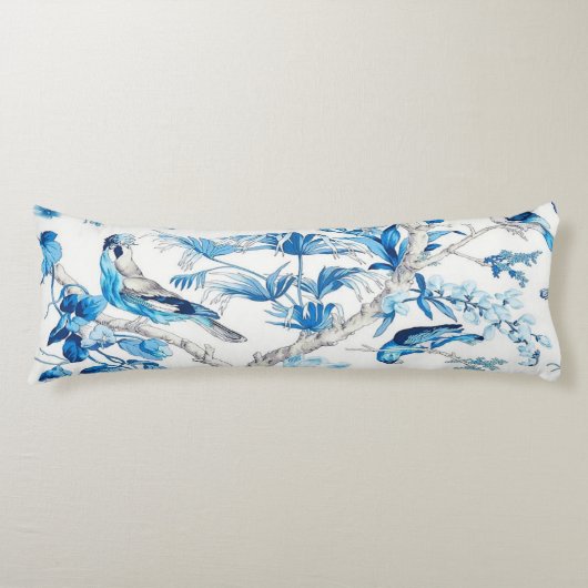 Coussins Longs Bleu et blanc Oiseau Oriental Chinoiserie (Devant)
