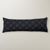Coussins Longs Bleu et or élégant modèle floral (Devant)