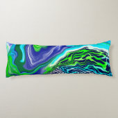 Coussins Longs Bleu et vert citron Abstrait Fluid Art (Dos)