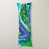 Coussins Longs Bleu et vert citron Abstrait Fluid Art (Dos (Vertical))