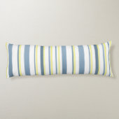 Coussins Longs Bleu Jaune Blanc Aquarelle Rayures (Dos)