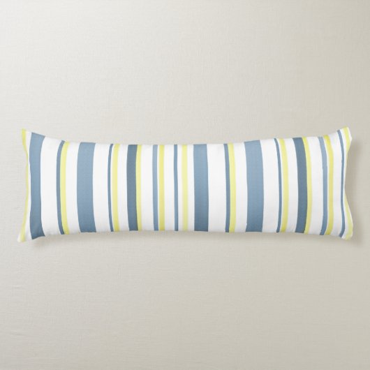 Coussins Longs Bleu Jaune Blanc Aquarelle Rayures (Devant)