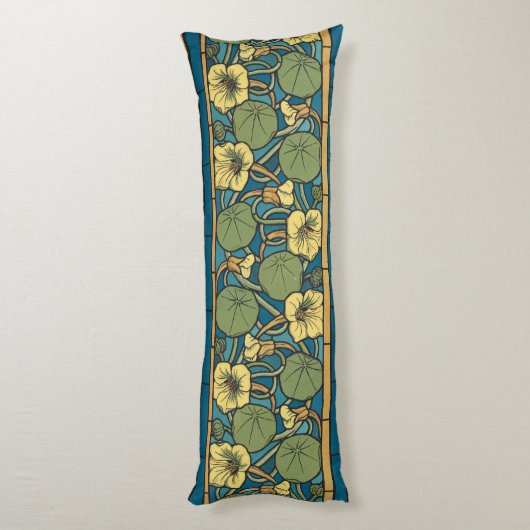 Coussins Longs Bleu jaune Nasturtium Fleur Nouveau Motif (Dos (Vertical))