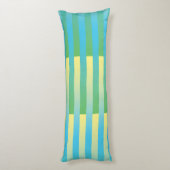 Coussins Longs Bleu Jaune Vert Motif Rayé (Dos (Vertical))