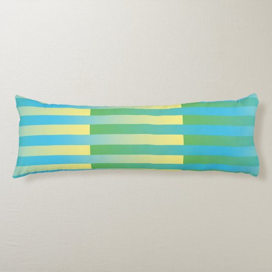Coussins Longs Bleu Jaune Vert Motif Rayé (Devant)