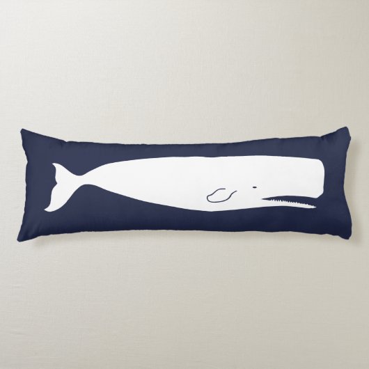 Coussins Longs Bleu marine de baleine blanche de marine nautique (Devant)