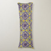 Coussins Longs Bleu Méditerranée Motif Fleurs Jaunes (Devant (Vertical))