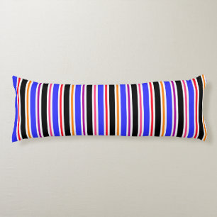 Coussins Longs Bleu Noir Couleurs multicolores Bandes