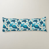 Coussins Longs Bleu Océan Abstrait | Motif côtier (Dos)