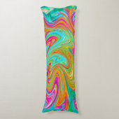Coussins Longs Bleu, Orange et Rose Chaud Abstrait Rétro Groovy (Devant (Vertical))