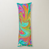 Coussins Longs Bleu, Orange et Rose Chaud Abstrait Rétro Groovy (Dos (Vertical))