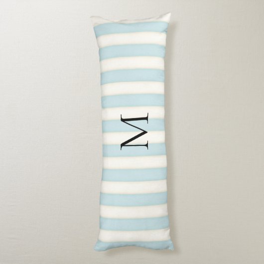 Coussins Longs Bleu pâle et blanc d'antiquité rayures Monogrammes (Dos (Vertical))