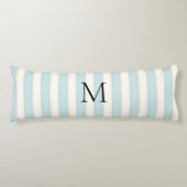 Coussins Longs Bleu pâle et blanc d'antiquité rayures Monogrammes (Devant)