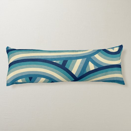 Coussins Longs Bleu Retro Rainbow Stripes Motif (Dos)